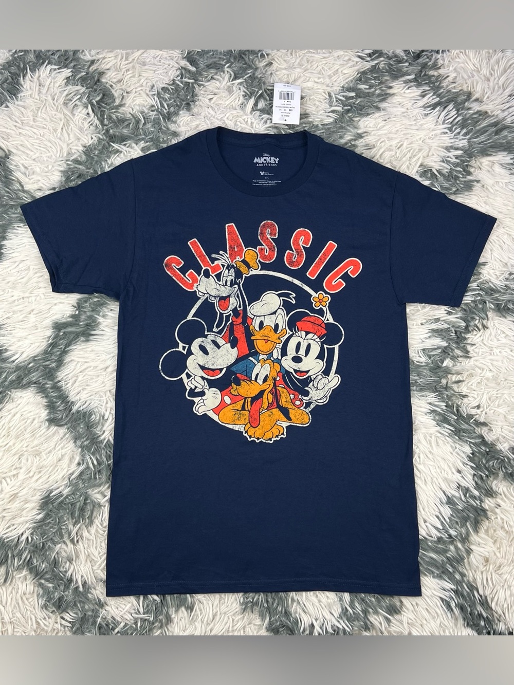 NWT Disney Mickey & Friends Mens Blue Classic Graphic T-shirt Size Small